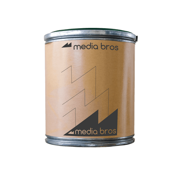 A drum full of CRAC filtration media that weighs 10 kilograms.