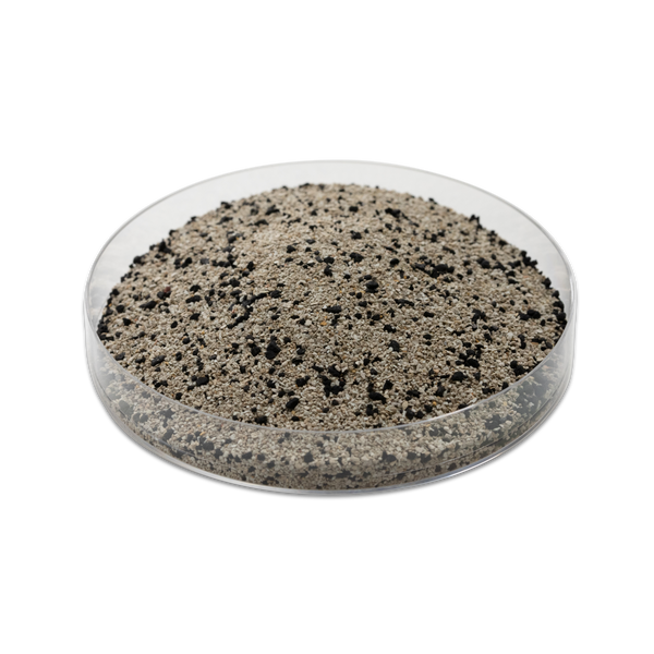 A small petri dish full of CR41 filtration media.