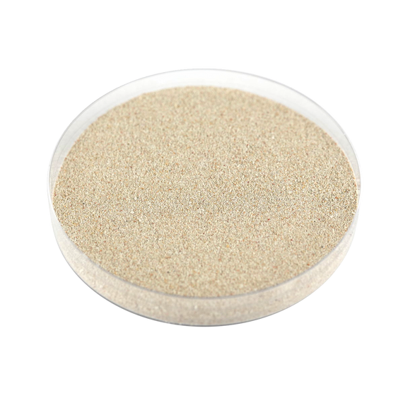 A small petri dish full of CRY-M filtration media.