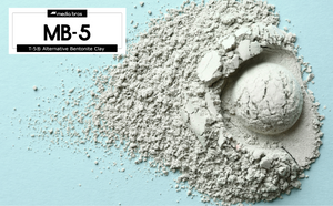 Bentonite clay thrown across light blue background, branded 'media bros'.