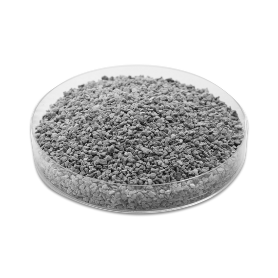 A small petri dish full of CR2 filtration media.